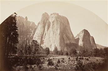 CARLETON E. WATKINS (1829-1916) Four dome-topped views of Yosemite (2) and Calaveras Big Trees (2), California. 1878-81.                         